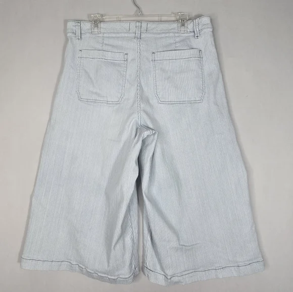Lane Bryant Size 14 Wide Leg Crop Pinstripe Jean Culotte Capri High Rise 18" L - Picture 11 of 15